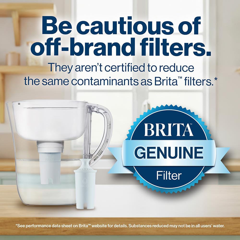 Brita Standard Replacement Filter, Reduces Contaminants while keeping healthy minerals, Certified by WQA to reduce Chlorine for improved taste, Made without BPA, Replace after 151 litres, 3 Count