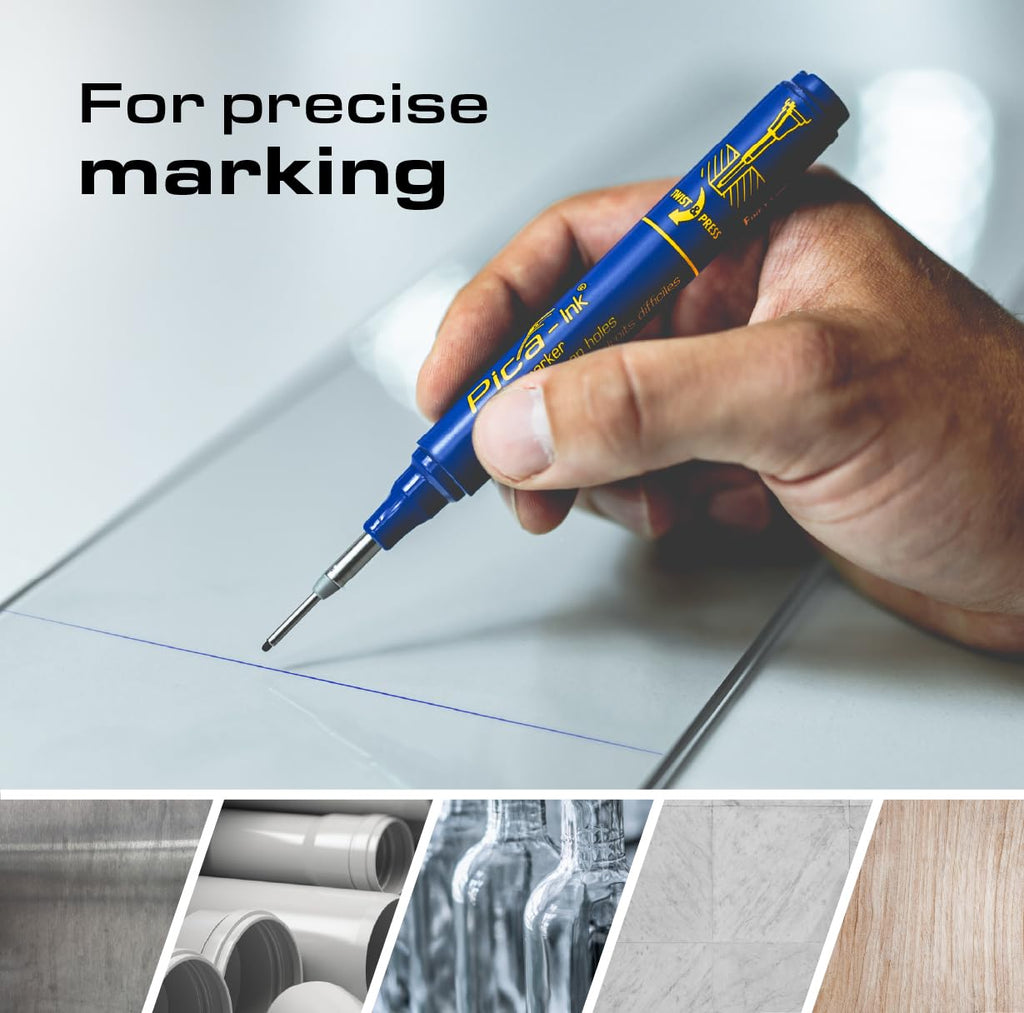 Pica Ink Set, Permanent Marker pens, 3 pens, Black, Blue, Red (Pack of 3)