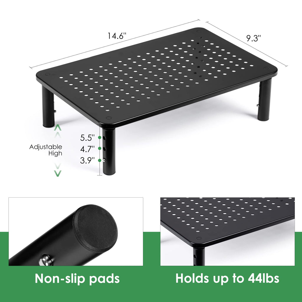 DOLALIKE 2 Pack Desktop Riser, 3 Height Adjustable Monitor stands for 2 Monitors, PC, Computer, Printer, iMac, Desktop Monitor Stand with Ventilated Platform for Airflow