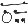 Ntipox Matte Black Bathroom Hardware Set 5 Piece, Stainless Steel Towel Bar Set 24 Inch,Toilet Paper Holder,Towel Ring Holder,Towel Rack Set,Black Bathroom Accessories Kit
