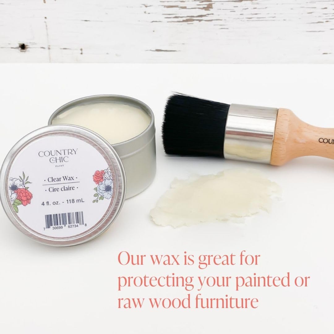 Furniture Wax - 100% Natural Sealant for Chalk Furniture Paint or Raw Wood, Light Protection, Easy To Apply, No Odor, Eco-Friendly - 7 Color Choices - Clear (4 oz)