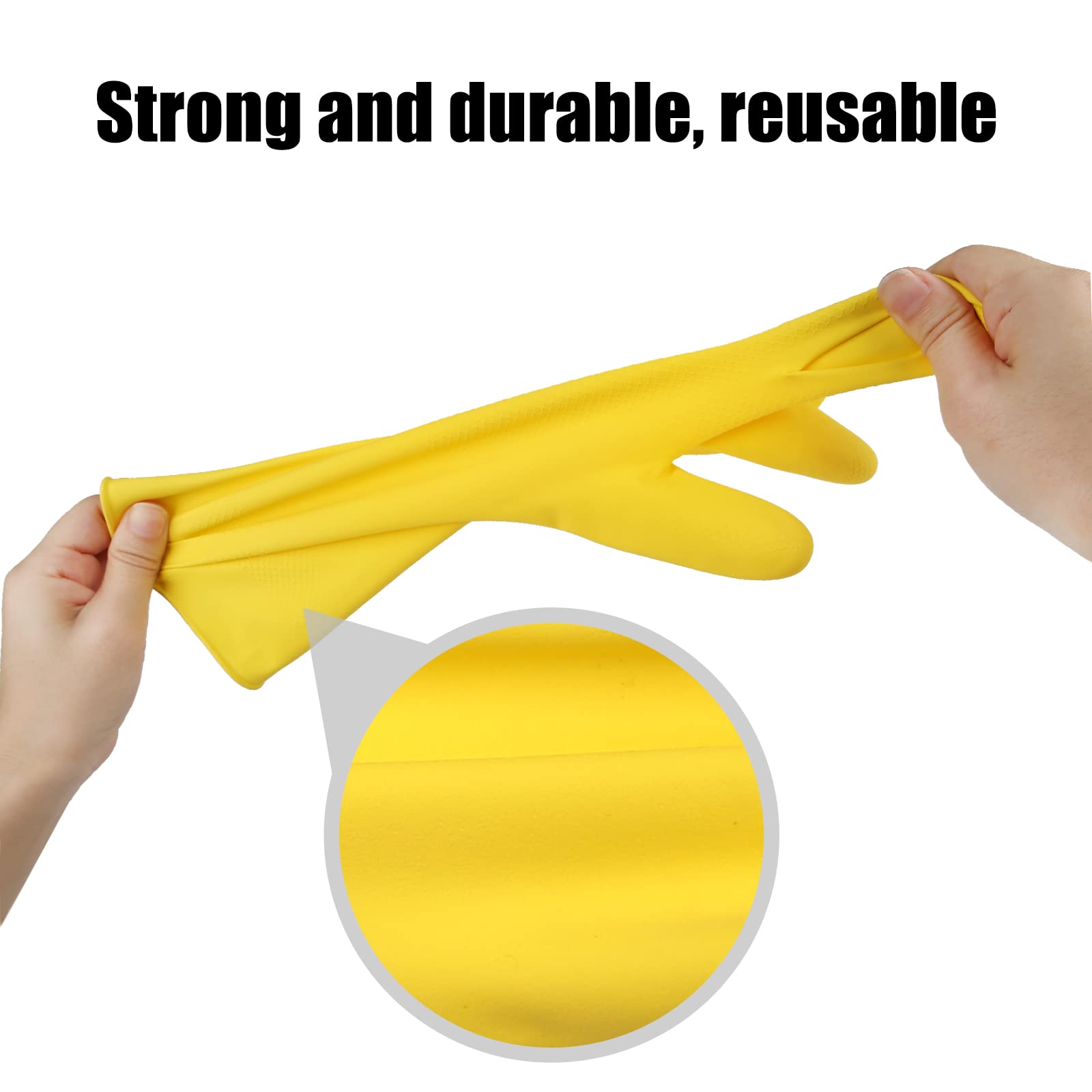 Rubber cleaning gloves yellow 6 Pairs for Household,Reuseable dishwashing gloves for Kitchen.(6,Medium)