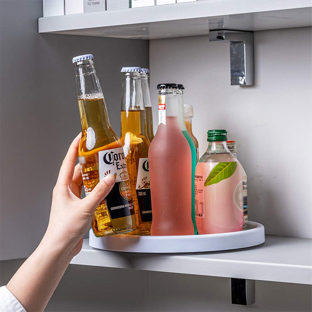 2 Pack Non Skid Lazy Susan Turntable Display Stand, Cabinet Turntable Kitchen Organizer, Rotating Spice Rack Spinning Organizer for Cabinet, Pantry, Refrigerator, Countertop(White 10-inch)
