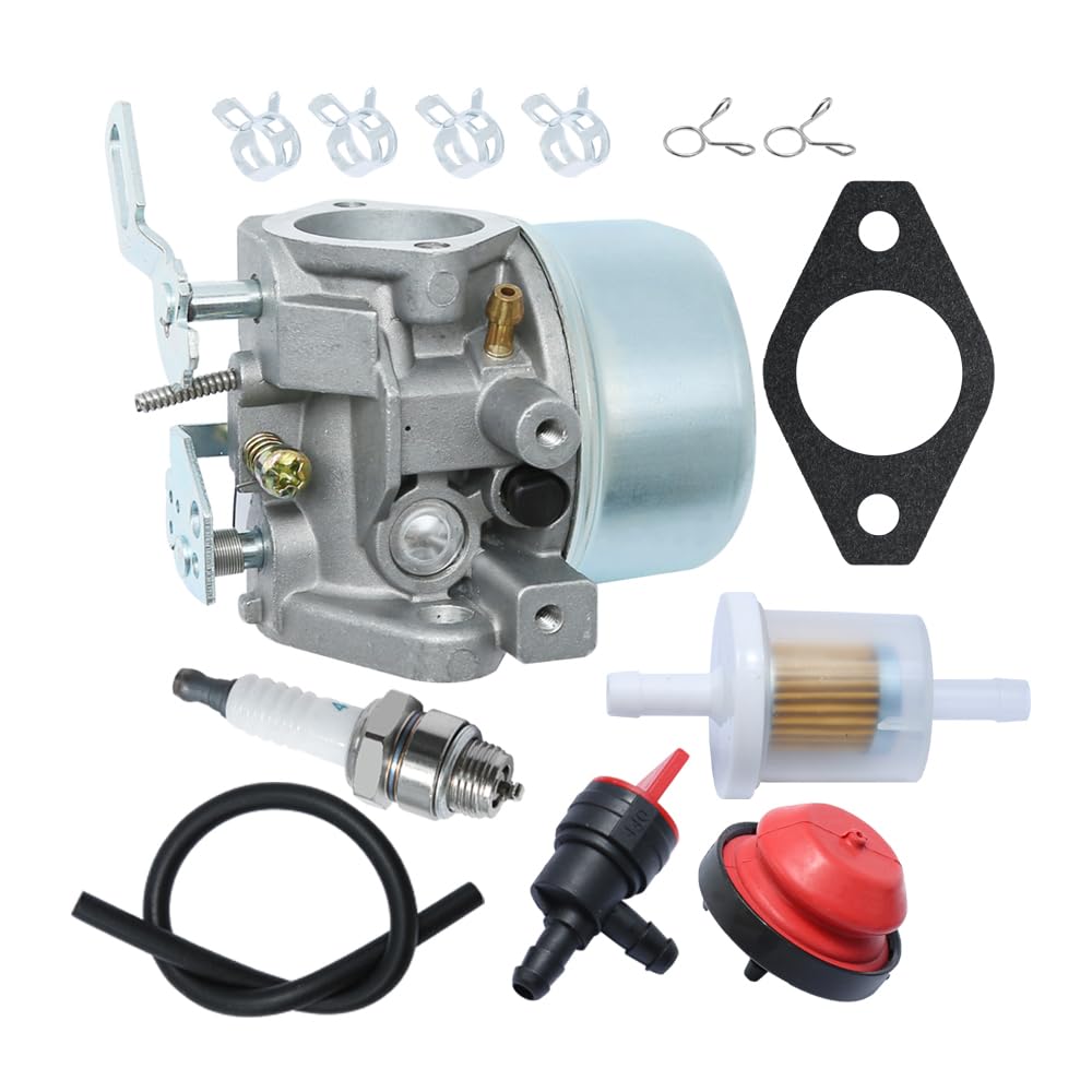 Anxingo Carburetor for Tecumseh HMSK80 HMSK85 HMSK90 HMSK100 HMSK105 HMSK110 LH318SA LH358SA Snow Blower Thrower 640052 640054 640349 8HP 9HP 10HP Engine with Primer Bulb Fuel Filter