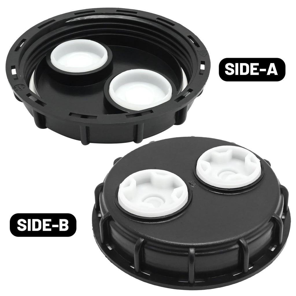 ZUDKSUY 6.5 Inch IBC Tote Tank Lids Cover with 2 Plug Fine Thread, Chemical Resistance IBC Tank Cover for Chemical and Other Industries Storage Tank