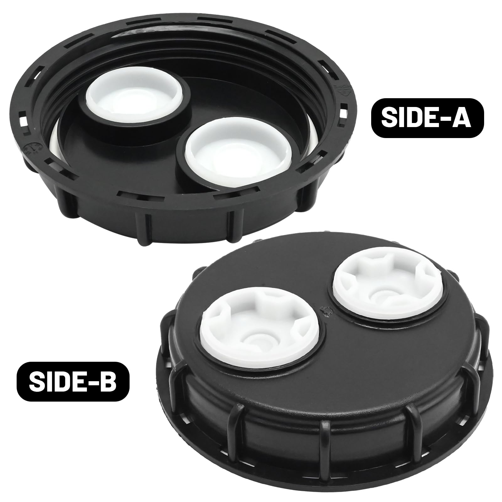 ZUDKSUY 6.5 Inch IBC Tote Tank Lids Cover with 2 Plug Fine Thread, Chemical Resistance IBC Tank Cover for Chemical and Other Industries Storage Tank