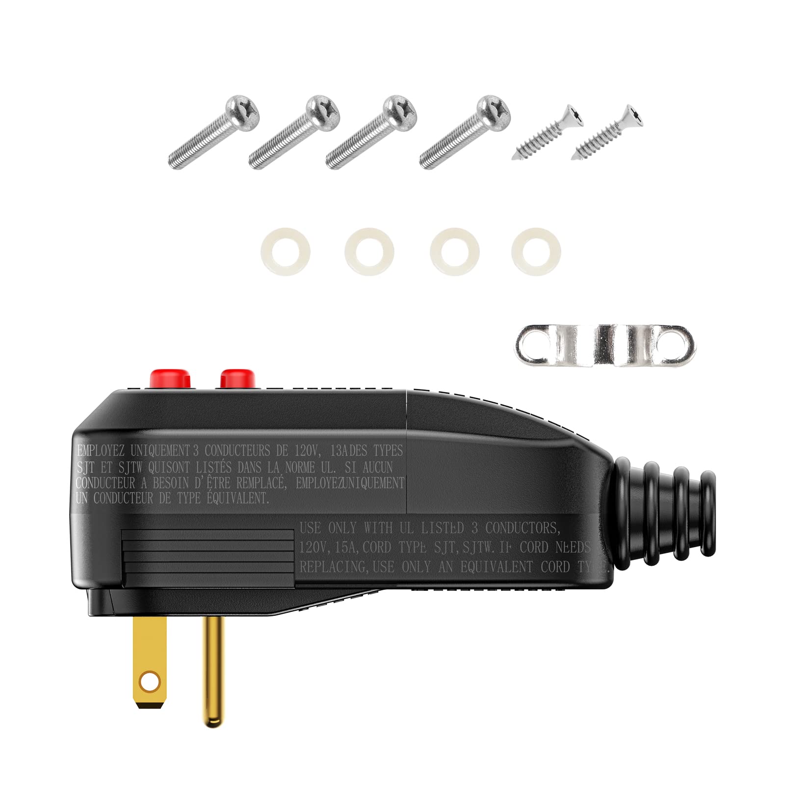 OAONAN GFCI Replacement Plug Assembly 15 Amp 3 Prongs, Ground Fault Circuit Interrupter Safety Plug for Power Pressure Washer, Hot Tub, Air Conditioner, Hair Dryer