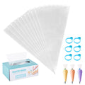 200 Pcs Pastry Piping Bags,14 inch Thickened Disposable Piping Decorating Bags,Plastic Icing Piping Bags with 6 Bag Ties for Cupcakes Cookies and Frosting