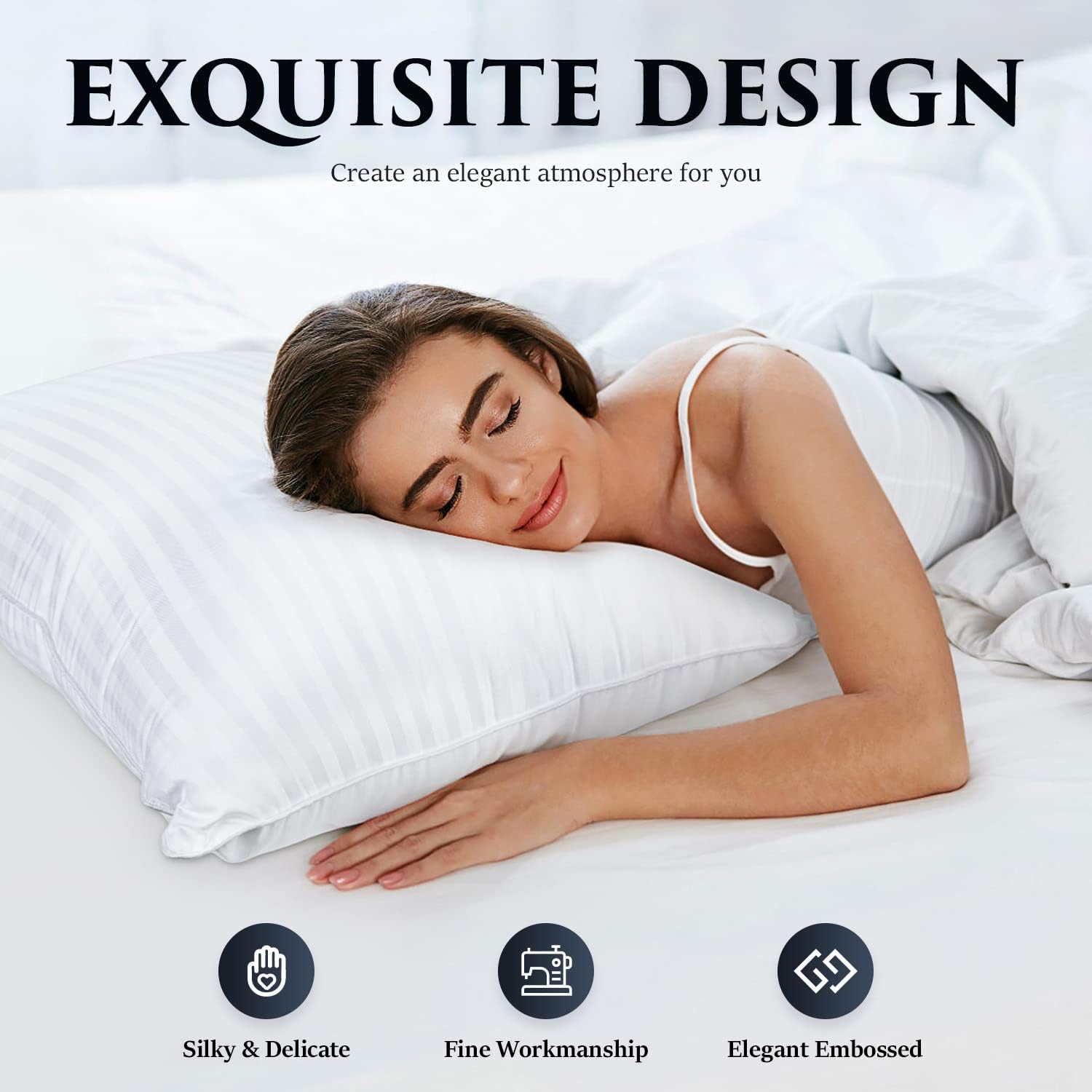 COZSINOOR Pillows for Sleeping Queen Size 2 Pack - Bed Pillows Hotel Quality Cooling Down Alternative Microfiber Filled for Back, Side and Stomach Sleepers, Breathable Skin-Friendly