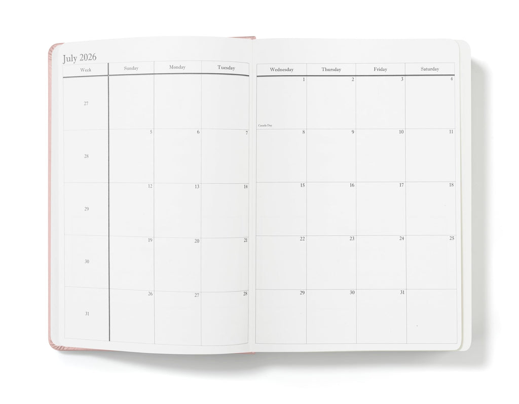 Wykeham's Executive 2026 Daily Journal Planner – Canadian Public Holidays & Format – Customisation Available (Rose, 8.5"×5.5")