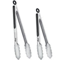 Hotec Stainless Steel Kitchen Tongs Set of 2-9" and 12", Locking Metal Food Tongs Non-Slip Grip