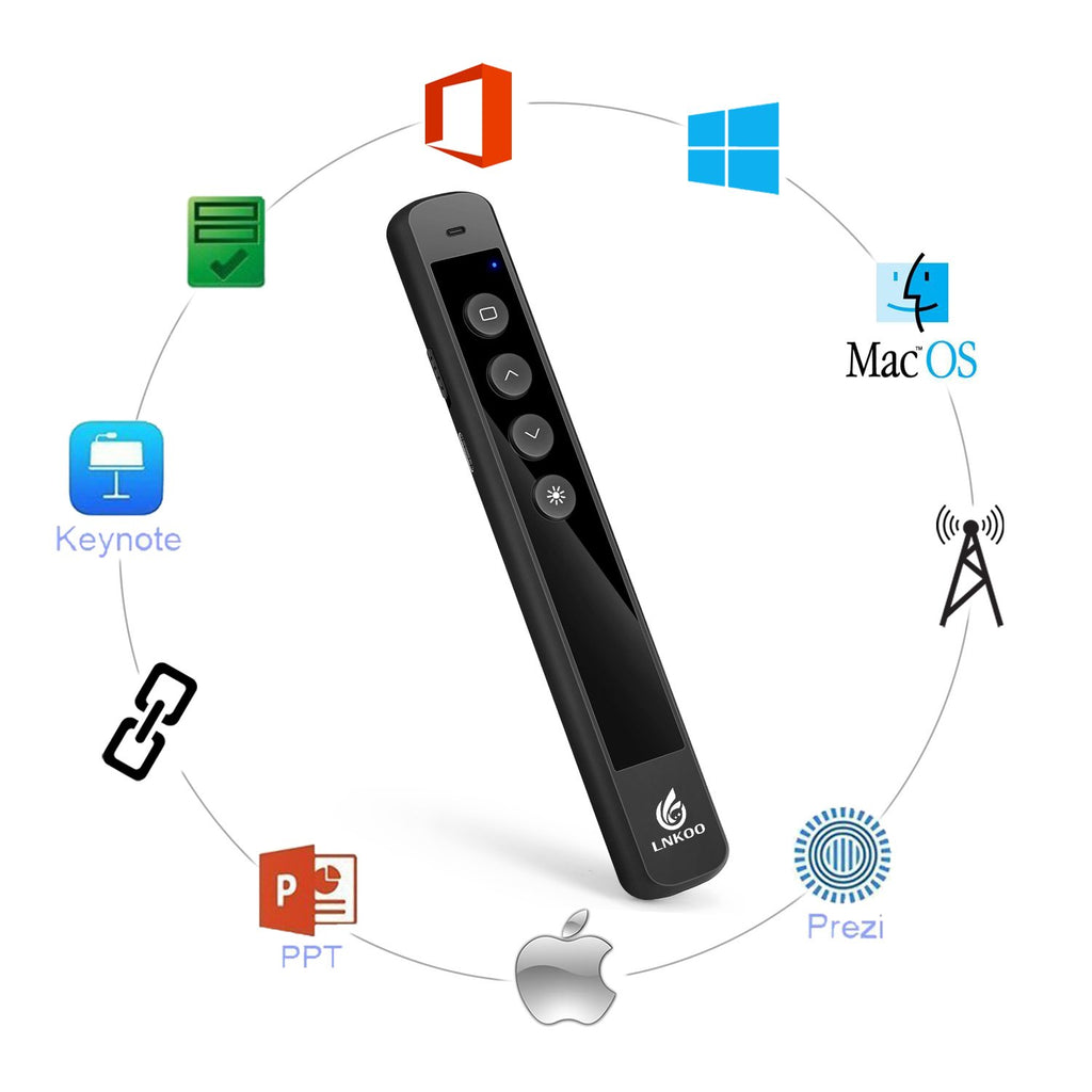 LNKOO Presentation Remote, RF 2.4GHz Wireless Presenter PowerPoint PPT Clicker Slides Advancer Remote Control Rechargeable Presenter Support Hyperlink