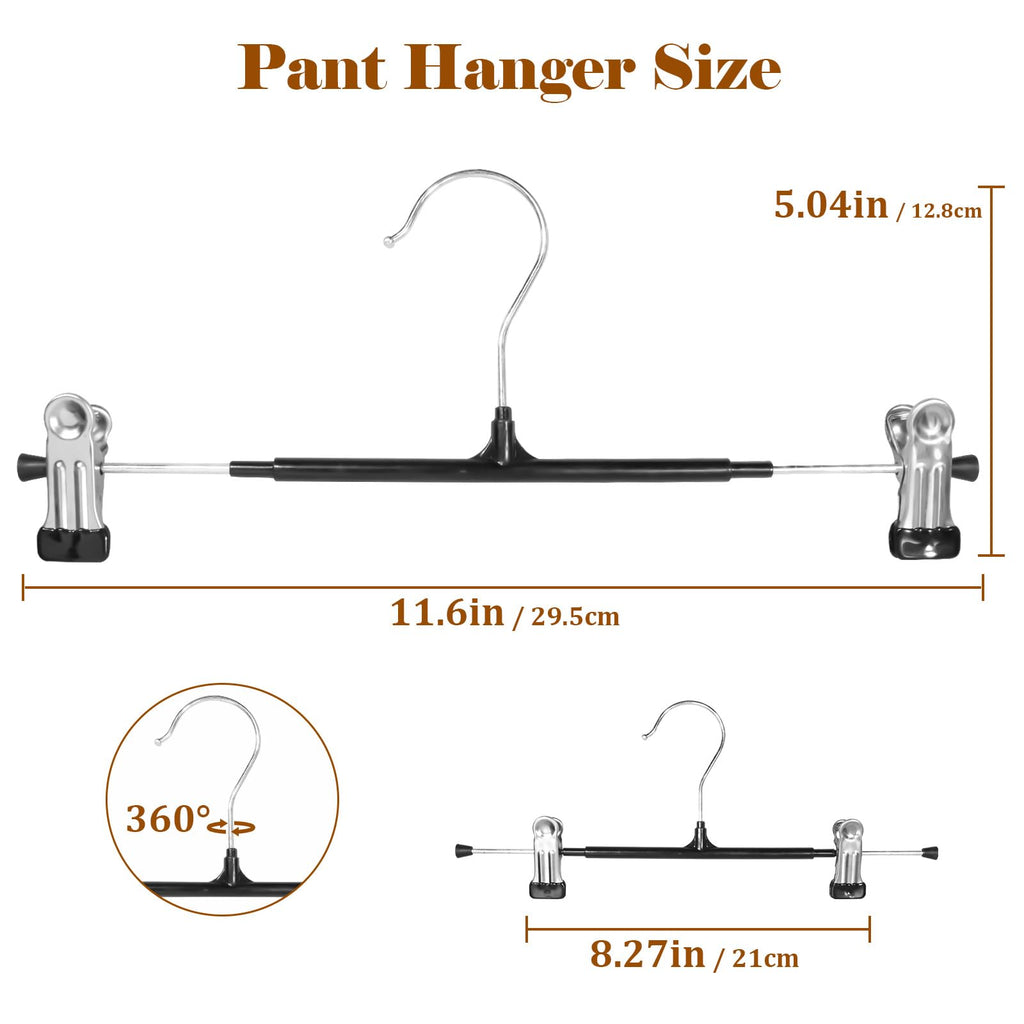 SOULNAMAN Pants Hangers with Clips, 20 Pack Pants Hangers, Adjustable Clothes Hangers, Space Saving Skirt Hanger,360° Swivel Hook Non-Slip for Pants,Skirts,Socks, Adjustable Skirt Hangers for Women