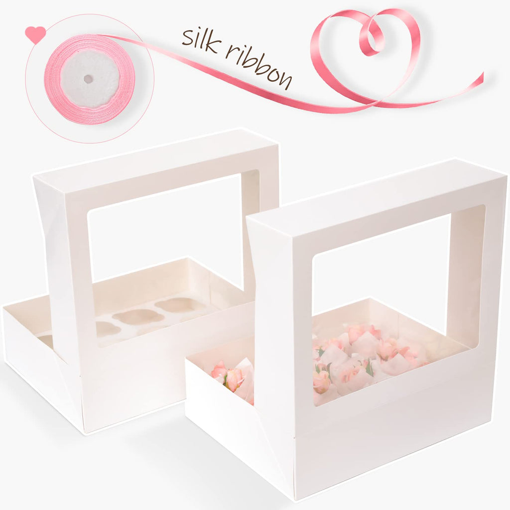 20 Pcs White Cupcake Box Cupcakes Carrier 12 Cupcake Containers, 12 Cupcake Boxes with Window 13x10x3.5inch