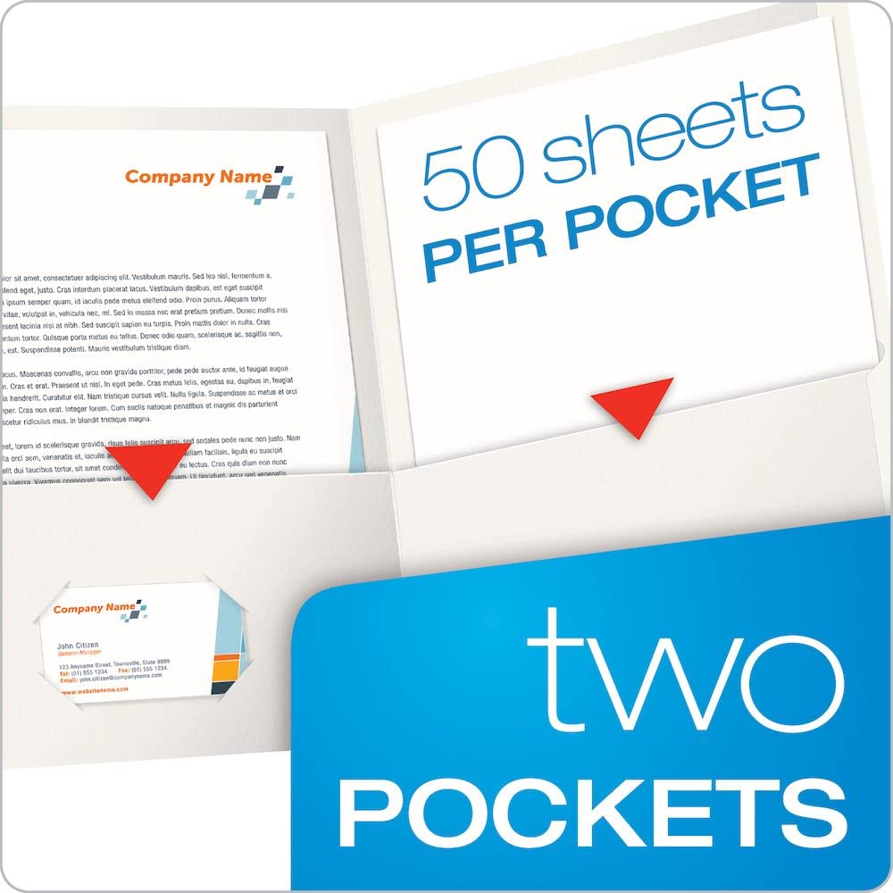 Oxford Twin-Pocket Folders, Textured Paper, Letter Size, White, Holds 100 Sheets, Box of 25 (57504)