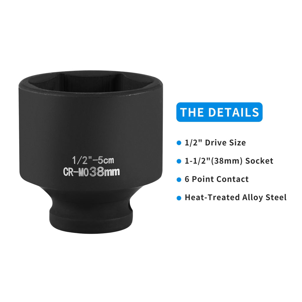 1-1/2 Inch Water Heater Element Socket Wrench, 6-Point Design with 1/2-Inch Drive, Ideal for Removing & Replacing All Residential Screw-in Water Heater Elements, Compatible with Camco, GE and More