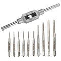 Saipor 10pcs Micro Taps Bit Small Hand Screw Thread Taps M1-M3.5 HSS Mini Metric Plug Tap Screw Tap Drill Tap Drill Set Tapping Tool with Adjustable Tap Wrench 1/16-1/4''