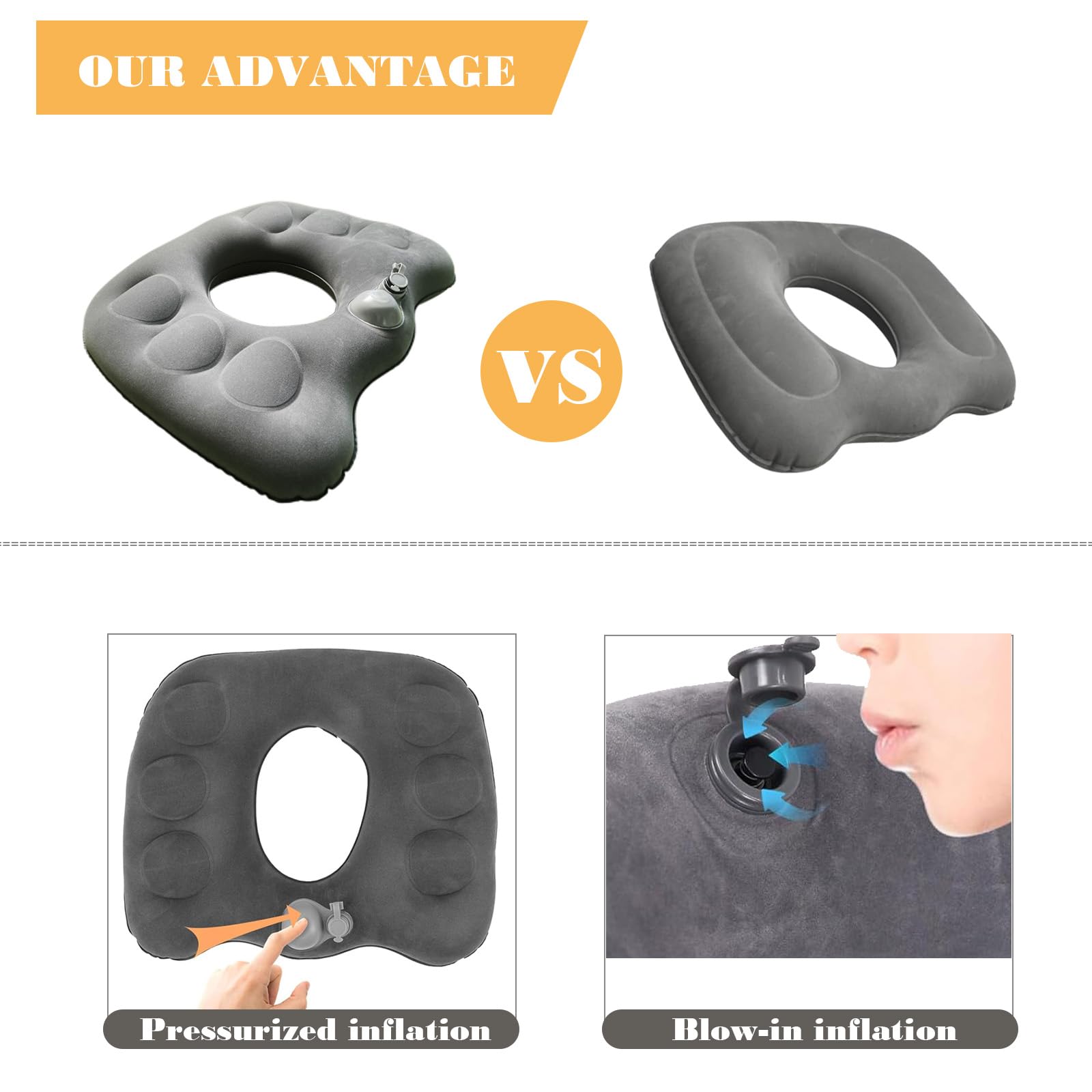 Inflatable Donut Pillow, Multifunctional Seat Cushion, Hemorrhoid Cushion, for Gaming Chair, Pressure Relief, Car Seat, Wheelchair