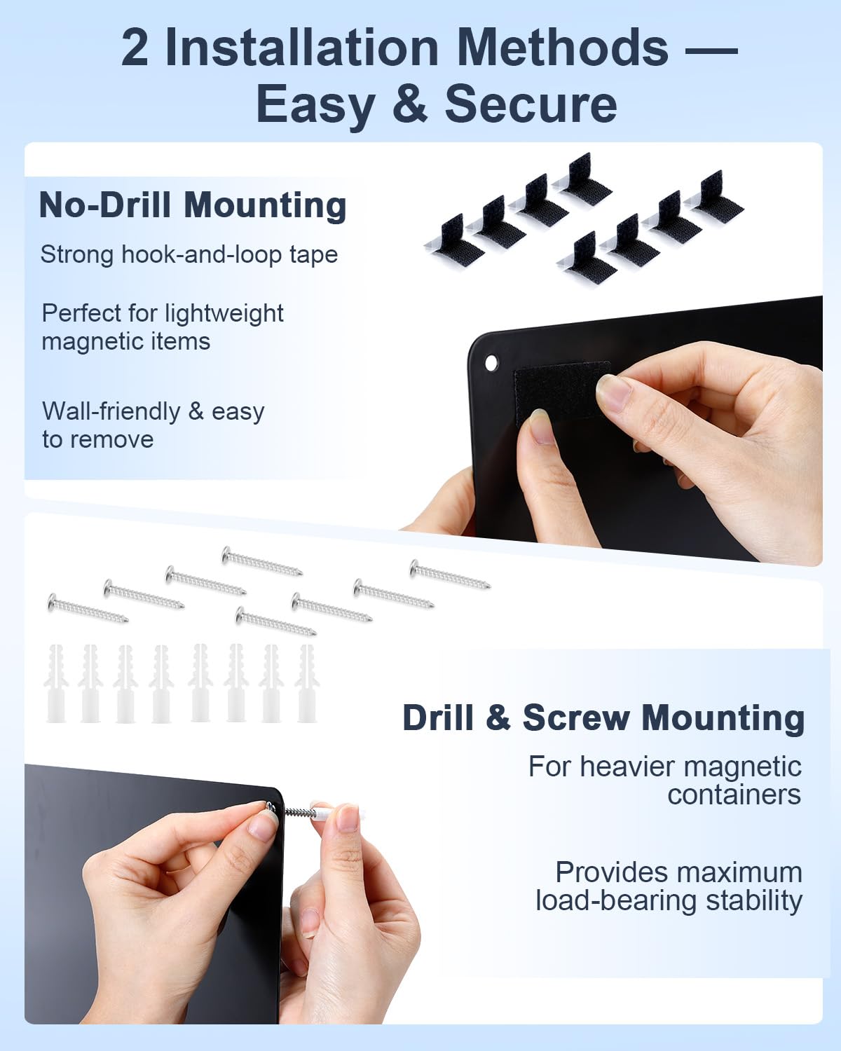 UCEC 2 Pack Black Magnetic Board for Wall, 16.9" x 11.8" Metal Magnetic Bulletin Board for Display Photos Notes Magnets, Magnet Display Board for Wall Refrigerator Cabinet etc, with Adhesive & Screws