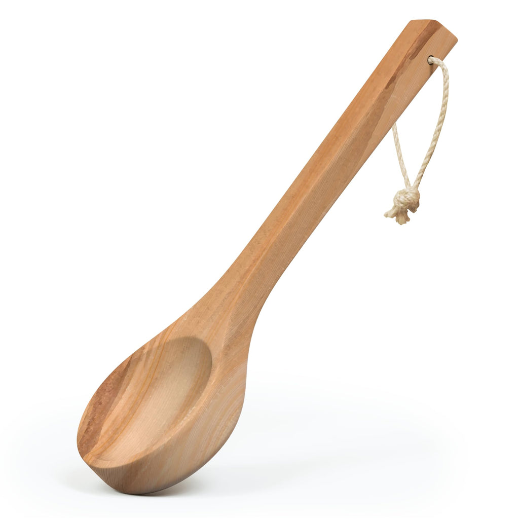 Northwood Sauna - Sauna Ladle - Handmade from Canadian Red Cedar Wood - Natural Rope - 14″ Handle & 100 mL (3.4 oz) Capacity Spoon