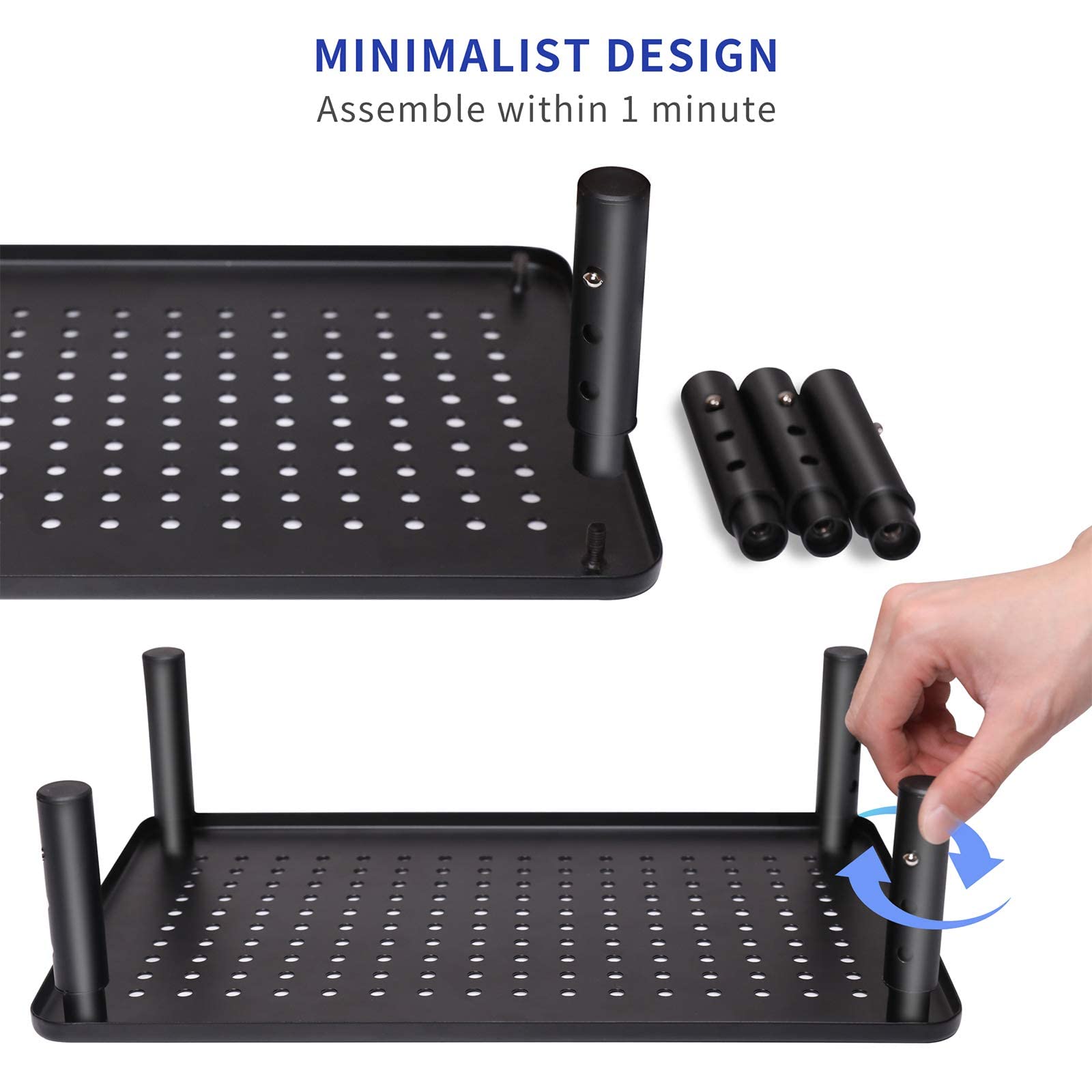 ERGOMAKER Monitor Stand 2 Packs - Height Adjustable Ergonomic Monitor Riser with Vented Metal Platform for Computer, Laptop, iMac, PC, Printer