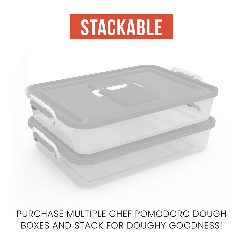Chef Pomodoro Pizza Dough Proofing Box, Pizza Dough Container, Household Pizza Dough Tray With Convenient Carry Handle (Grey)