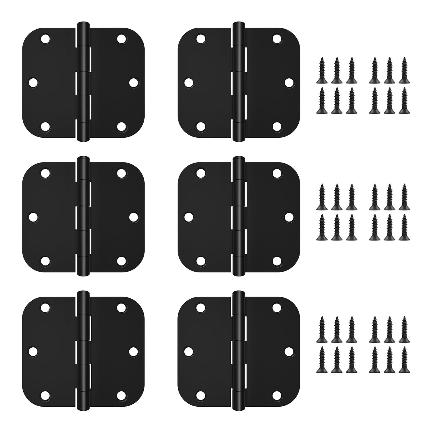 FANMAOUS 6 Pack Matte Black Door Hinges 3 Inch Interior and Exterior Door Hinges with 5/8" Radius Corners for Interior Door/Residential Use