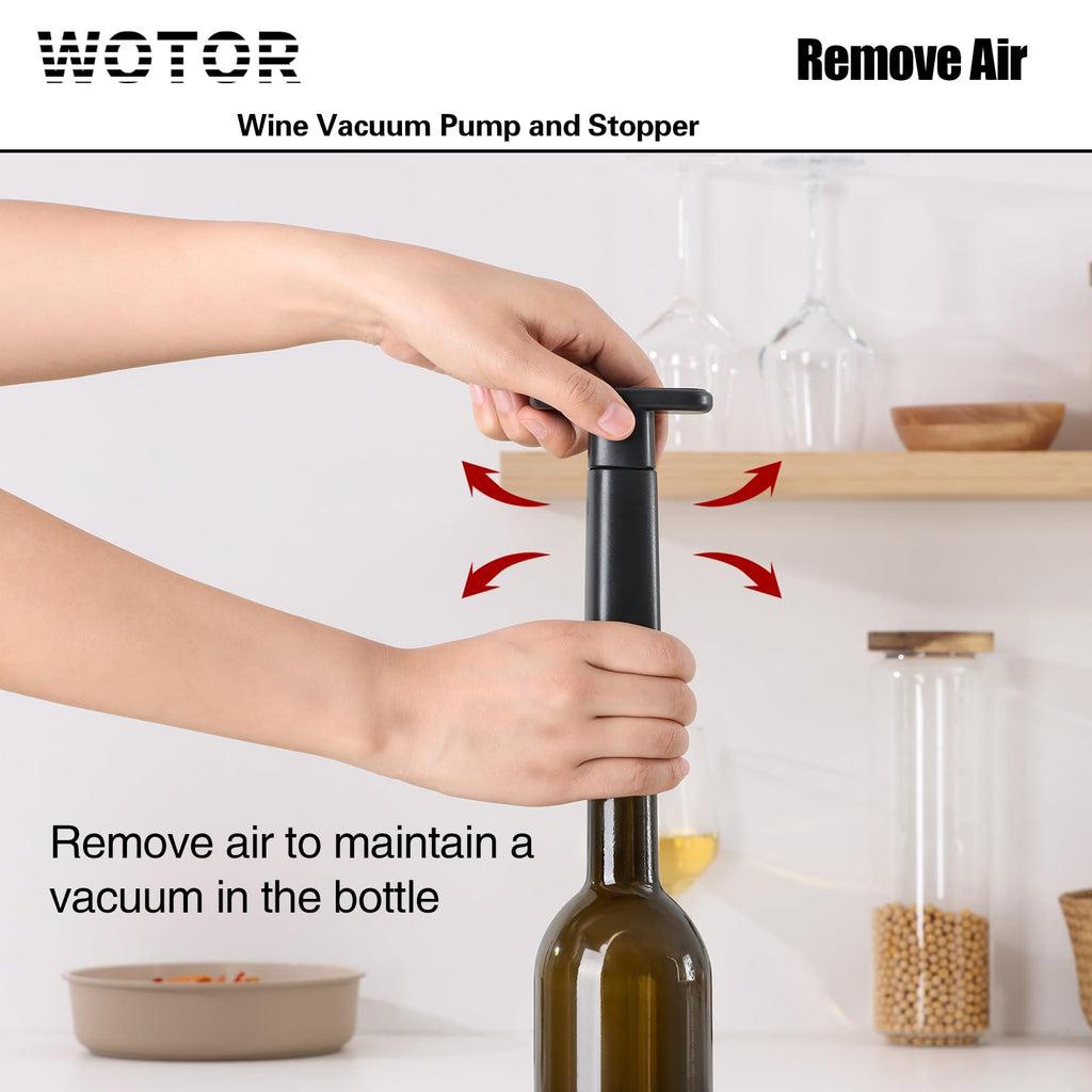 WOTOR Wine Stoppers Vacuum, Silicone Wine Saver & Preserver, Reusable Bottle Sealer, Keep Fresh (Black, 24 Pieces)