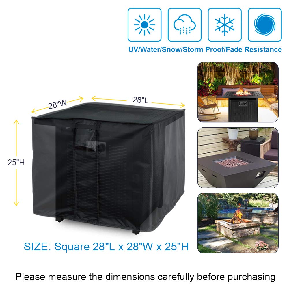 Fire Pit Cover, 28 Inch Square Fire Pit Covers Firepit Cover Waterproof Gas Fire Table Covers Outdoor Fire Pit Covers for Propane Fire Pit Patio Gas Fire Pit Cover