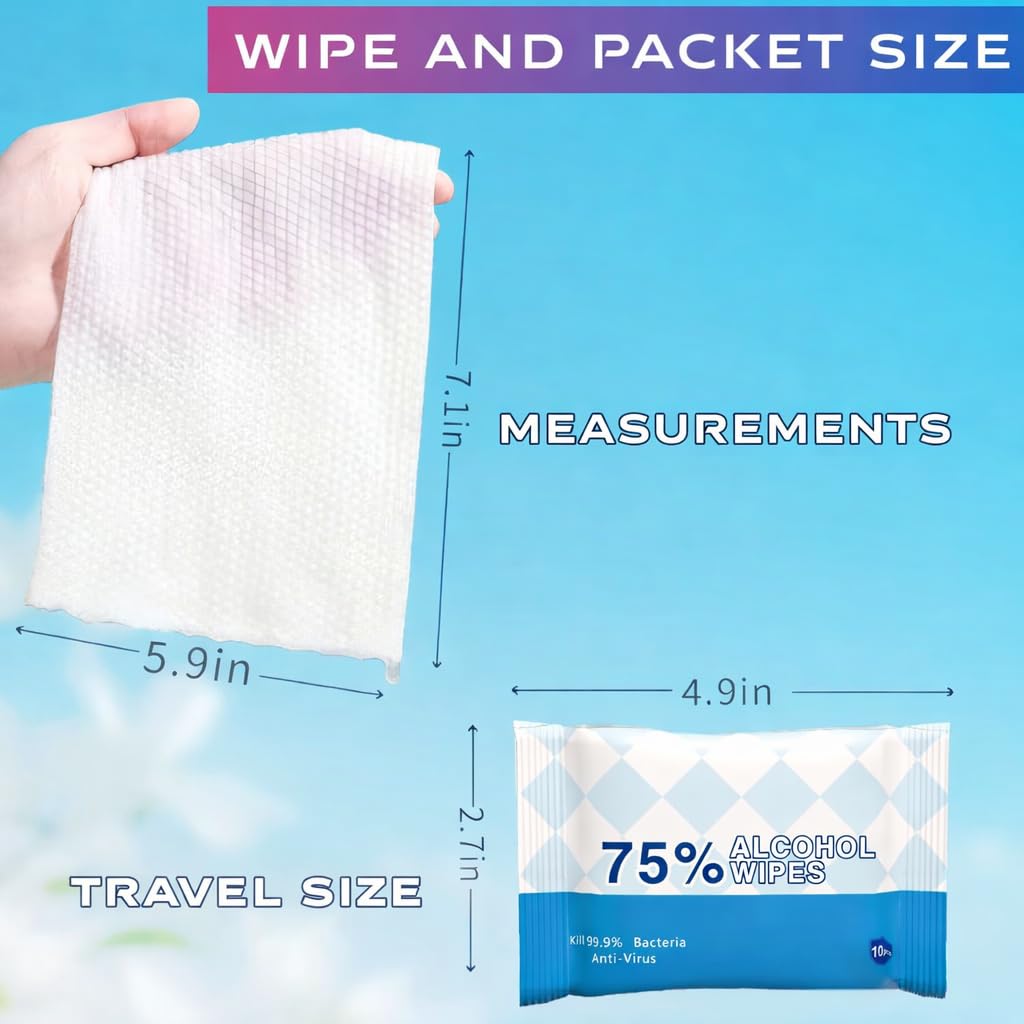 Sllic® - Disinfectant Wet Wipes - All-Purpose - 75% Alcohol Wipes - Clean & Sanitize Surfaces & Skin - Safe for Skin - Quick-Drying & Non-Sticky Formula - Unscented - 100 Wipes (10 Packs of 10 Each)