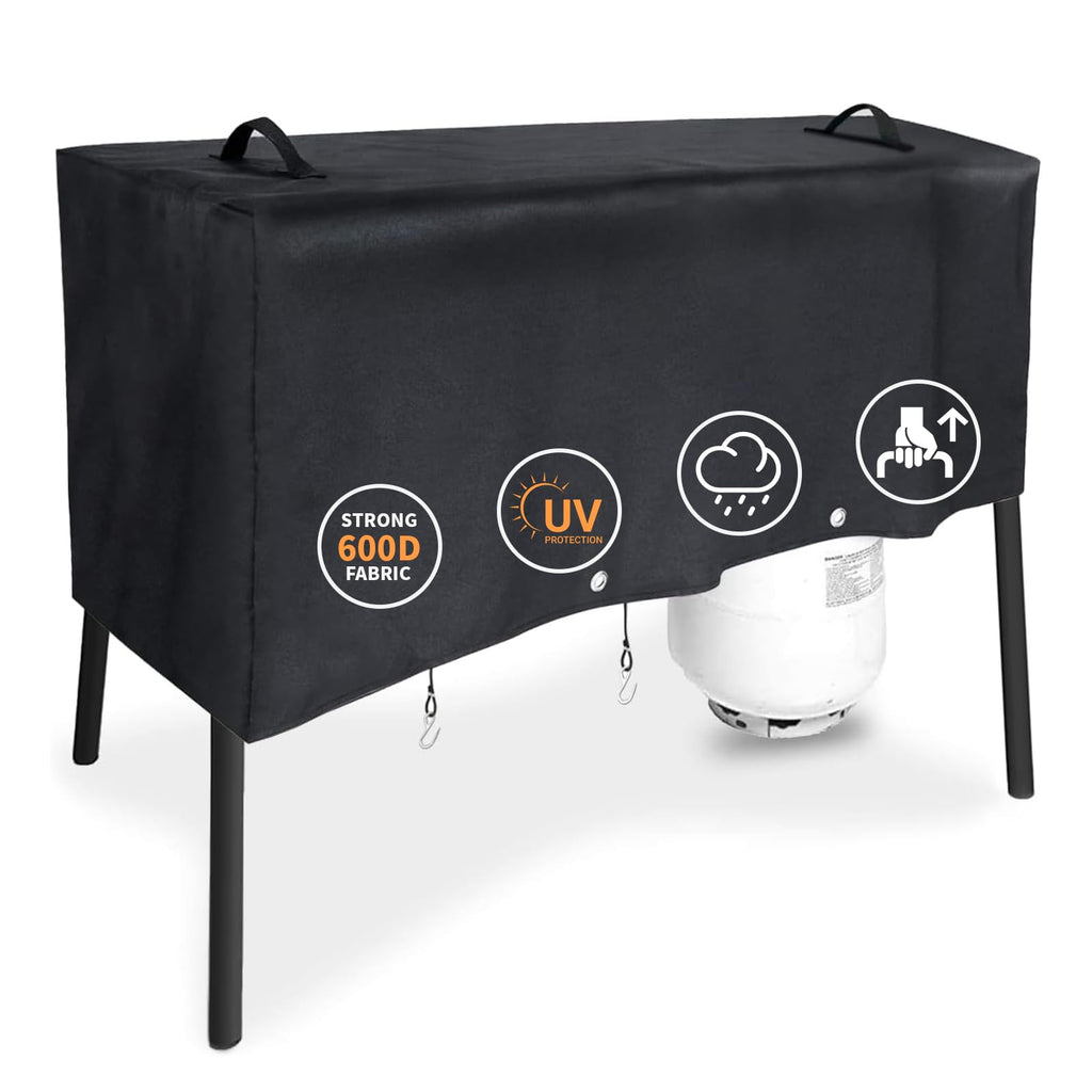 Grisun Patio Cover for Camp Chef 3 Burner Stoves, Waterproof Anti-Fade 3 Burner Stove Cover for PRO90, PRO90X, SPG90B, TB90LW, TB90LWG, TB90LWG15, DB90D, Handles for Easy Lifting, 600D Fabric, Black