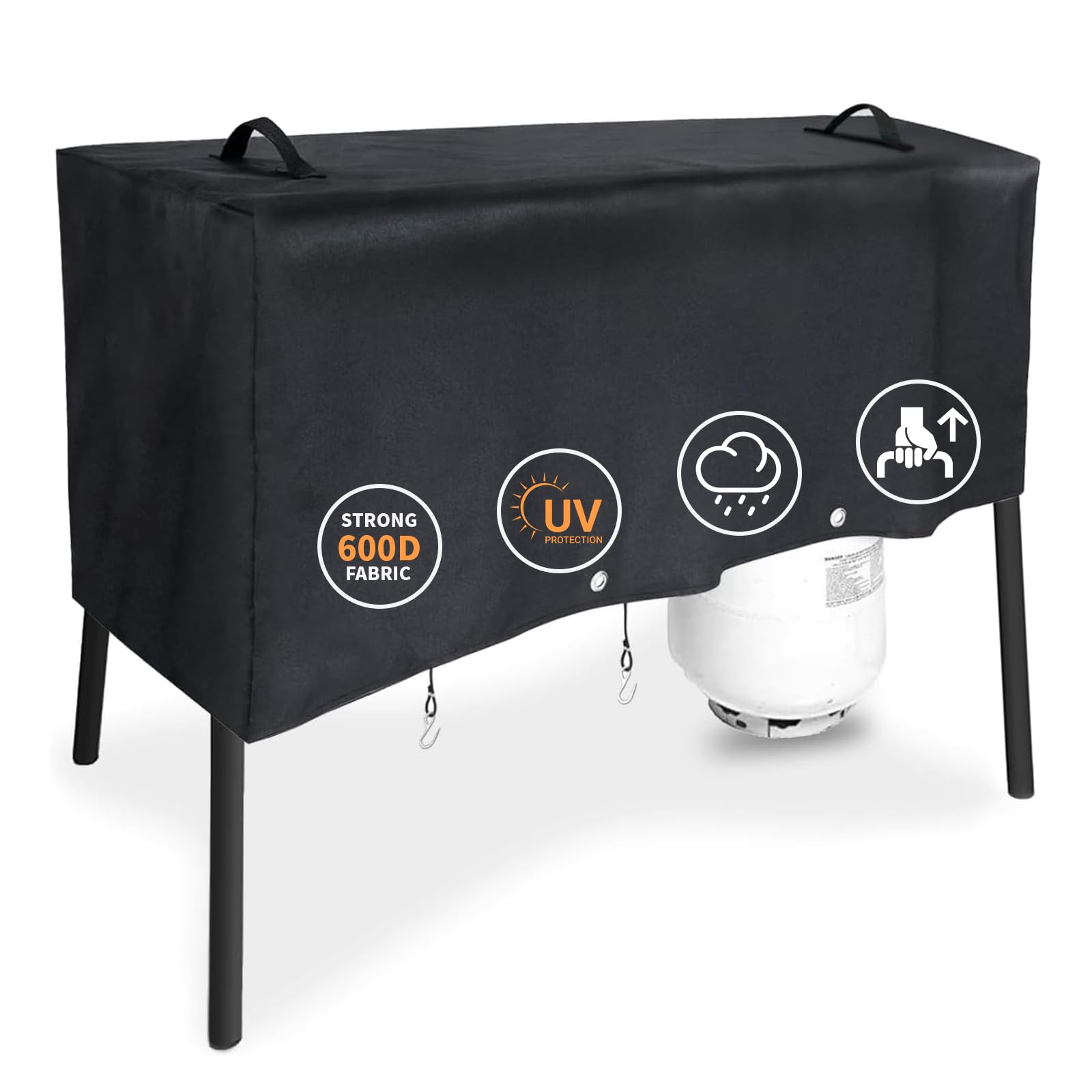 Grisun Patio Cover for Camp Chef 3 Burner Stoves, Waterproof Anti-Fade 3 Burner Stove Cover for PRO90, PRO90X, SPG90B, TB90LW, TB90LWG, TB90LWG15, DB90D, Handles for Easy Lifting, 600D Fabric, Black