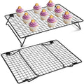 2 Pcs Cooling Rack for Baking and Cooking 13.4x9.4 inch , Carbon Steel Stackable Cookie Cooling Rack with Collapsible Legs , for Grilling, Wire rack for baking sheet Baked Goods Cake Cookie gadgets