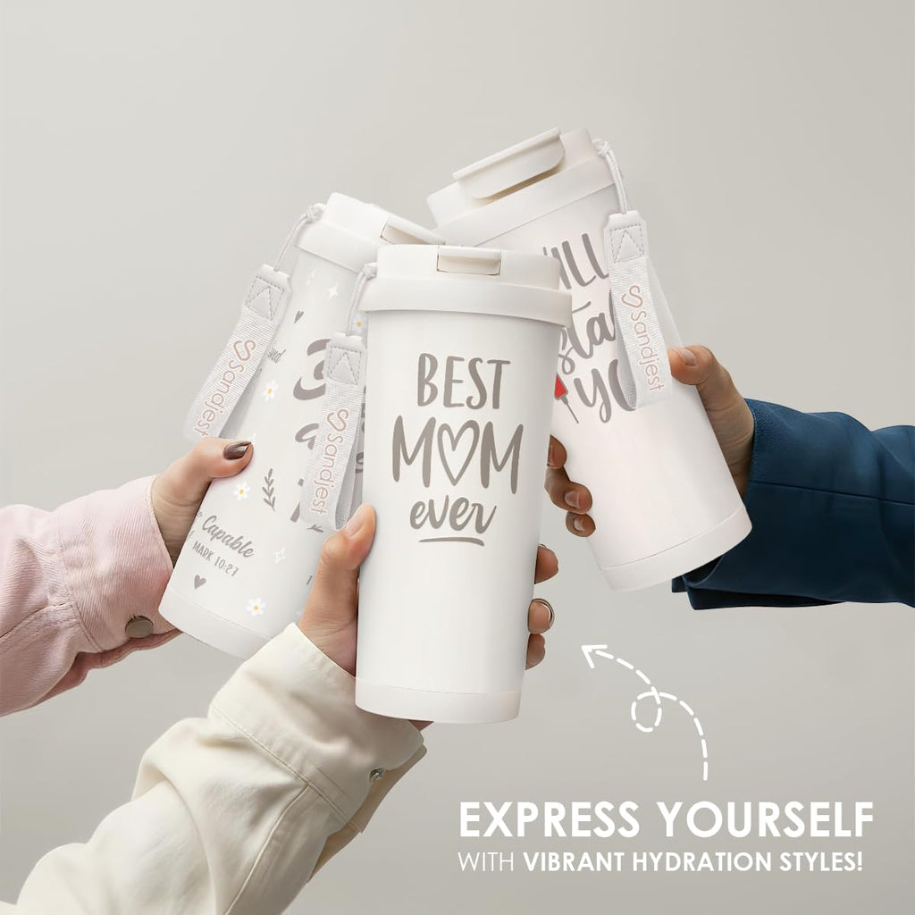 Best Mom Ever Tumbler - Stainless Steel 2-in-1 Lid Coffee Tumbler 18 oz, Mom Insulated Travel Mug Gift for Women Mother, Birthday Christmas Mother's Day