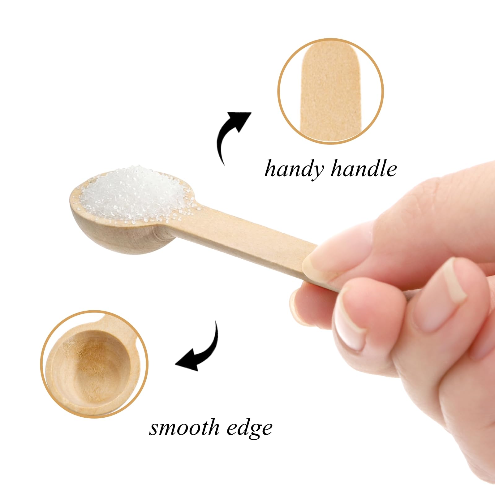 Tebery 60PCS Mini Wooden Spoons for Bath Salt, Candy, Baby, Spice Jars, Seasoning, Honey, Coffee