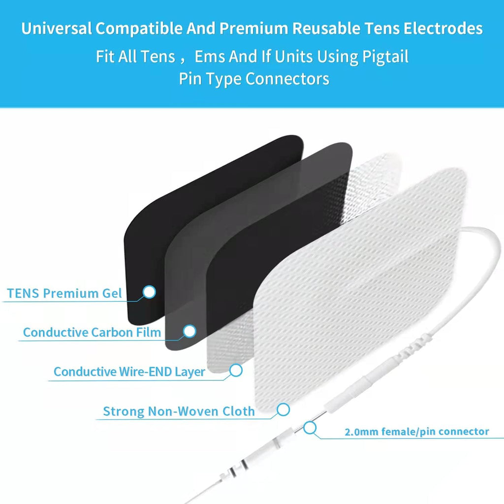 TENS Unit Pads TENS Replacement Unit Pads Electrodes Pads 2”x 3.5” 20Pack Reusable Self-Adhesive Pads,Latex-Free Self-Adhesive TENS Pads for TENS/EMS Muscle Stimulation Machine