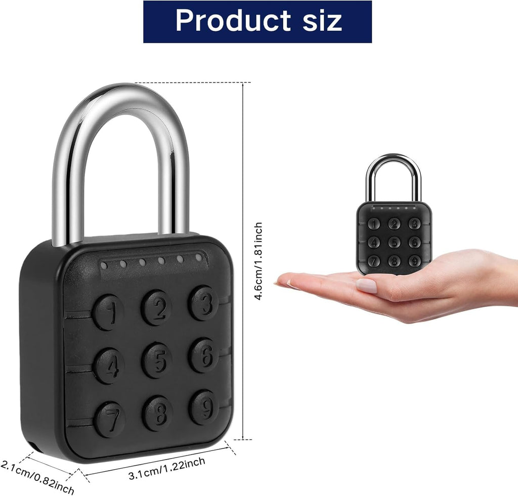 Abizarch Combination Lock, 6 Digit Password Locker Lock, Aluminum Alloy Code Digital Padlock, Push Button Security Safe Padlock, Combination Padlock for Gym and School Lockers(black)