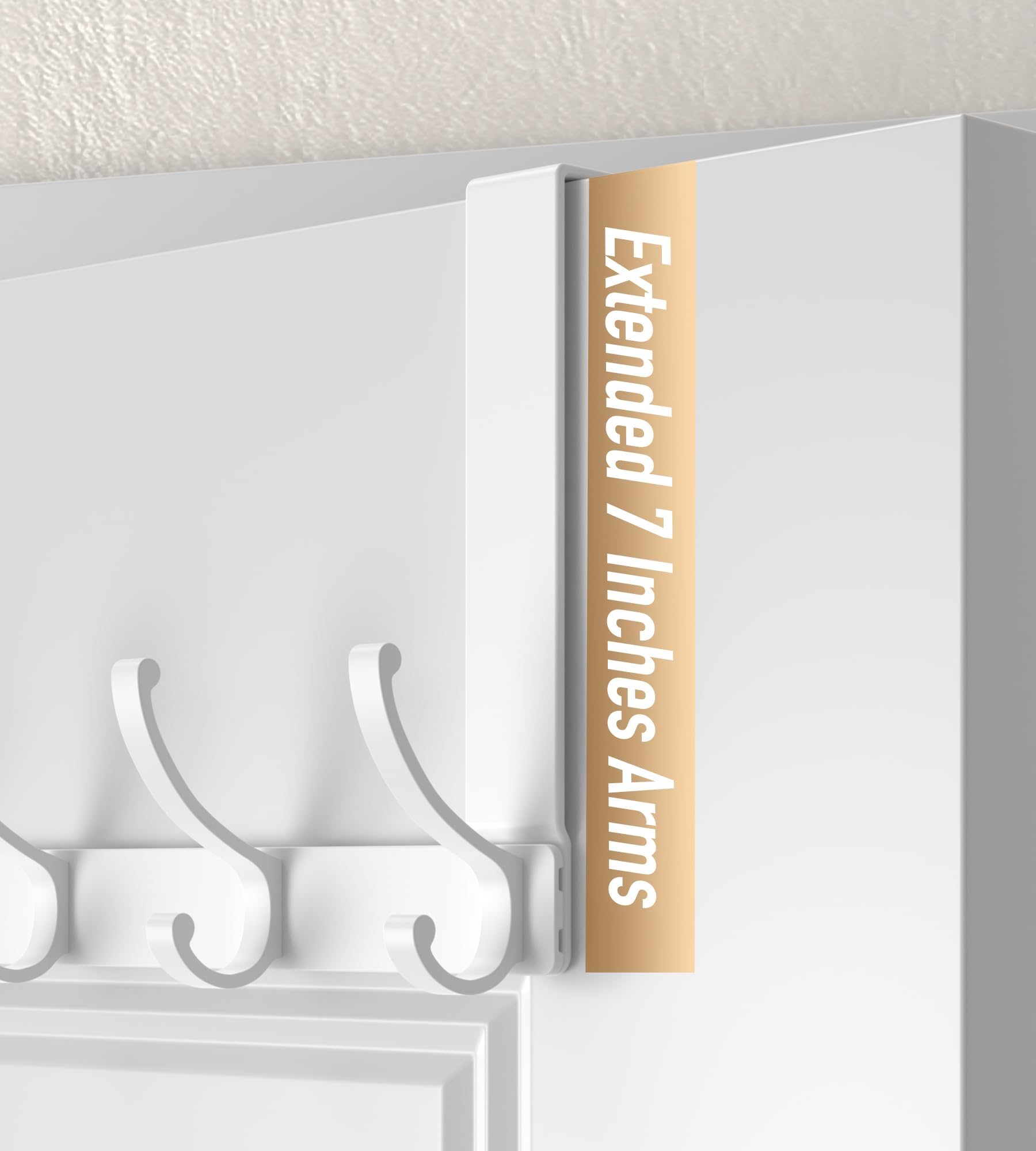 KitchLife Over The Door Hooks, Thickened Double Hanger with 7" Extended Brackets, Fits 1 3/8" Doors, FC, Bathroom Bedroom Towel Rack Organization, 1 Pack Glossy White with 12 Hooks