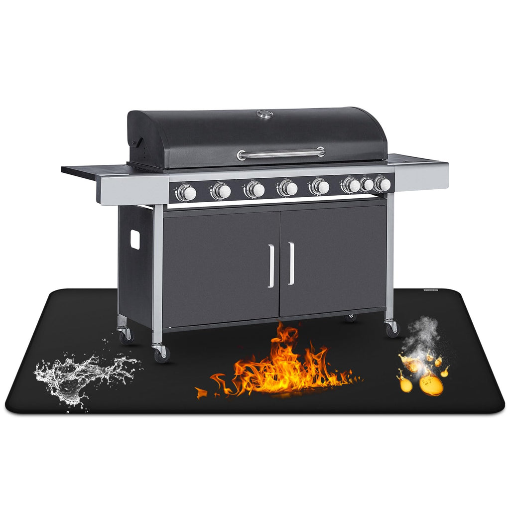 FIREWESS Under Grill Mat for Outdoor Grill, 30x48inch Double-Sided Fireproof Grill Pad,Perfect for Outdoor Barbecue Spots,Fireproof, Waterproof, and Oilproof BBQ Protector for Decks and Patios