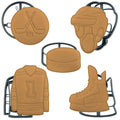 Moose Goods 5 Hockey Cookie Cutters Sports Theme Set - Puck, Goalie Mask, Sticks & Puck, Jersey, and Skate Shapes Made in Canada. Smooth, Food Safe, Ideal for Birthday, Party, Fundraiser