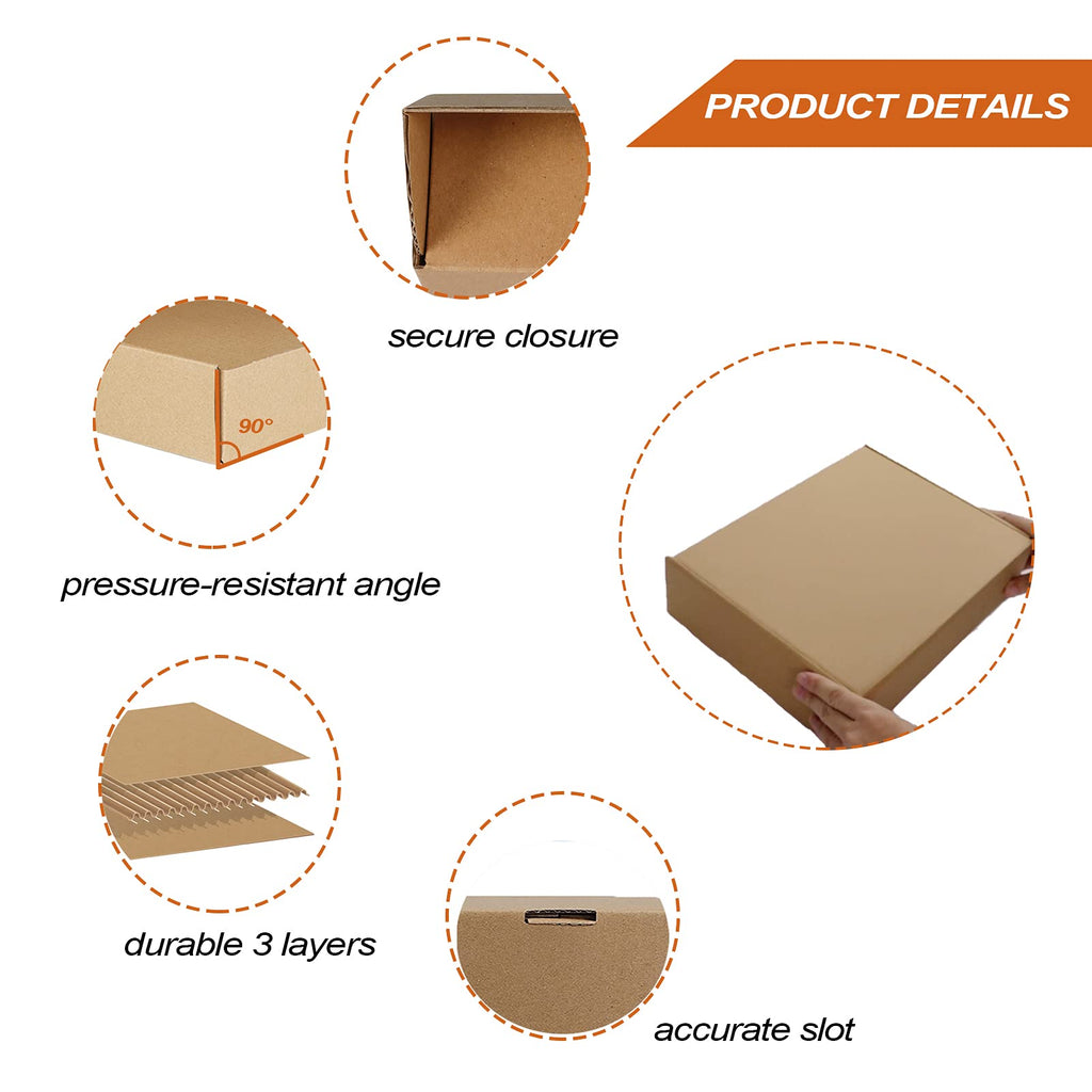 PHAREGE 12x9x3 inch Shipping Boxes 20 Pack, Brown Cardboard Shirt Gift Boxes with Lids for Wrapping Giving Women Men Presents, Corrugated Mailer Boxes for Packaging Mailing Small Business