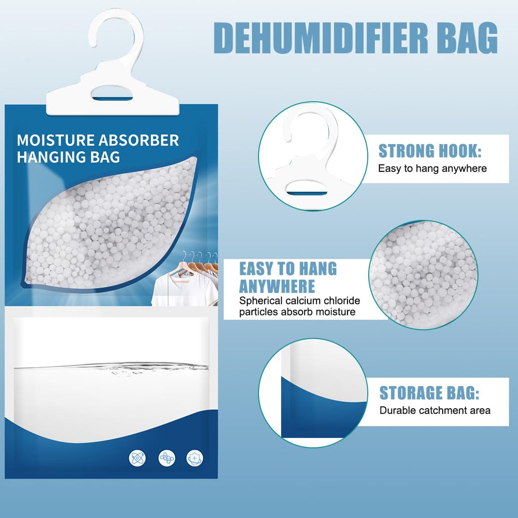 Moisture Absorber Packets 4 Pack Hanging Humidity Absorbers Closet Dehumidifier Bags Fragrance Free for Closet Basement (230g/pack)