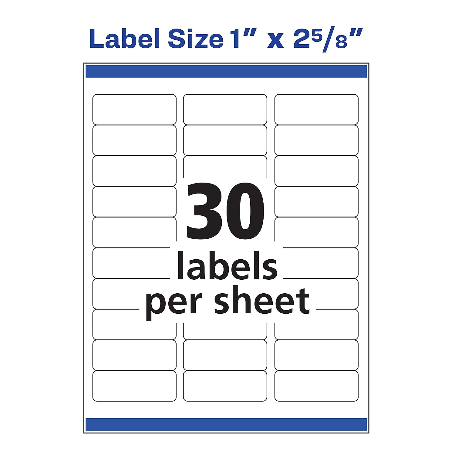 Avery Easy Peel Address Labels, Inkjet Printers, White, 1" x 2-5/8", Box of 750 Labels (08160)
