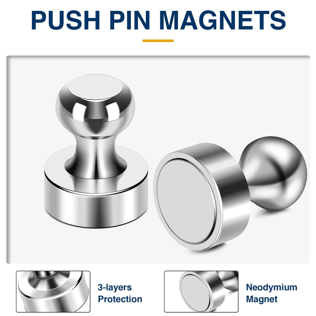 MIKEDE Refrigerator Whiteboard Magnet, 60Pcs Silver Whiteboard Magnets, Suitable for Metal Magnets in Offices, Schools, Classrooms, Kitchens