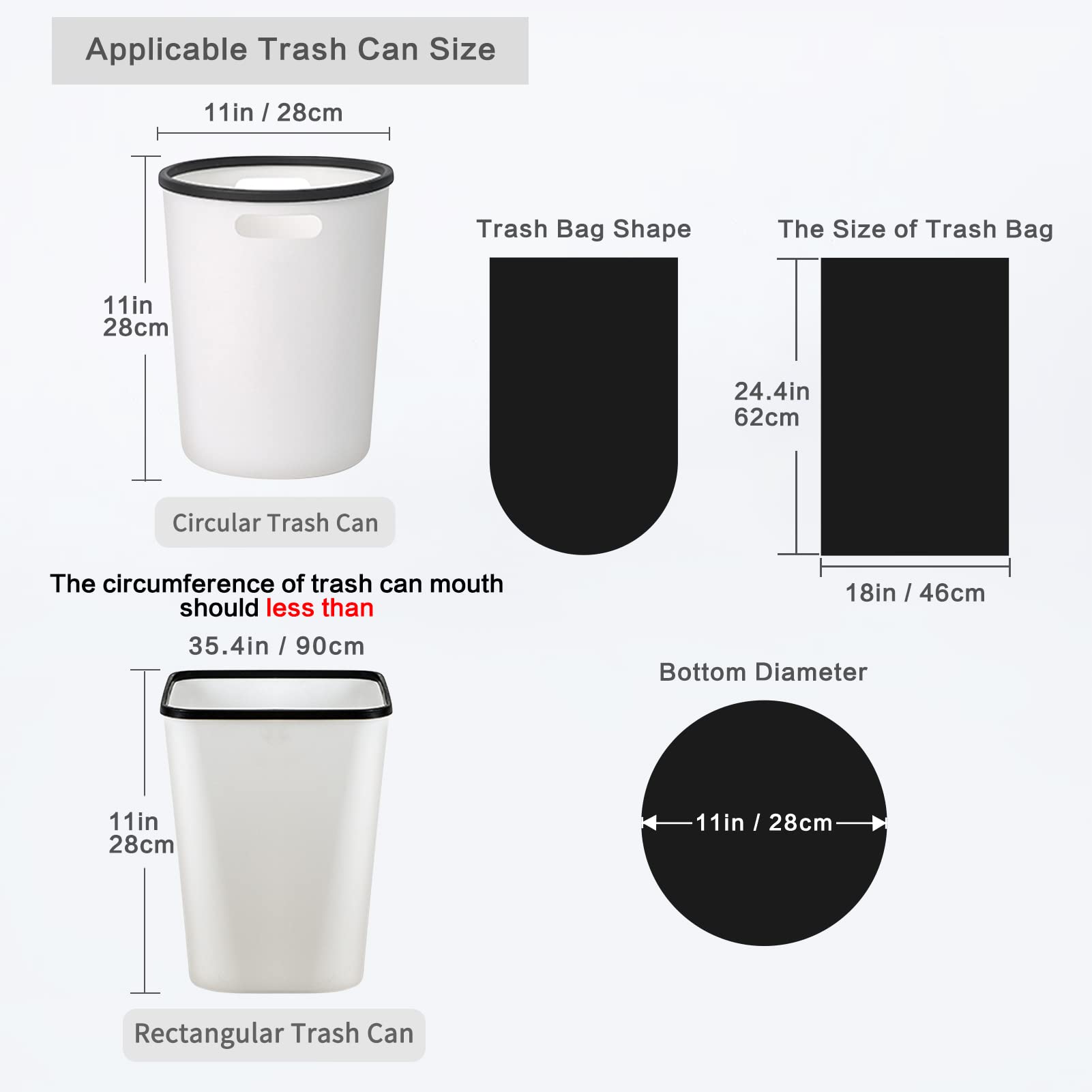 Homelove Trash Bags Garbage Bag, [100 Bags] Plastic Kitchen Barbage Bags Strong Tough Durable Kitchen Bin Bags for Bathroom Bedroom Office (5rolls x 20bags), Black
