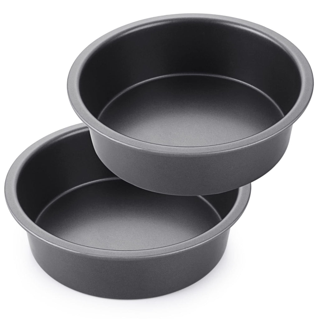 HONGBAKE 8 Inch Round Cake Pan Set for Baking, Nonstick Circle Cake Pans with Wider Grips, 2 Pieces Layer Cake Tin, Cheesecake Mold, Huty Duty, Dishwasher Safe - Grey