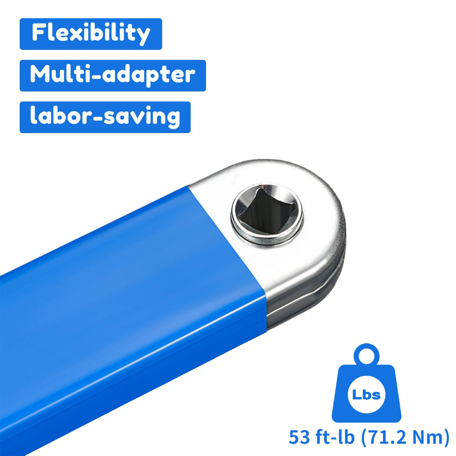 Benustra Offset Extension Wrench 3/8, 15In Tight Reach Extension Wrench with 1/2" 1/4" 3/8" Square Drive Adapters, Multifunctional Ratchet Heavy Duty Offset Extension Wrench for Small Confined Place