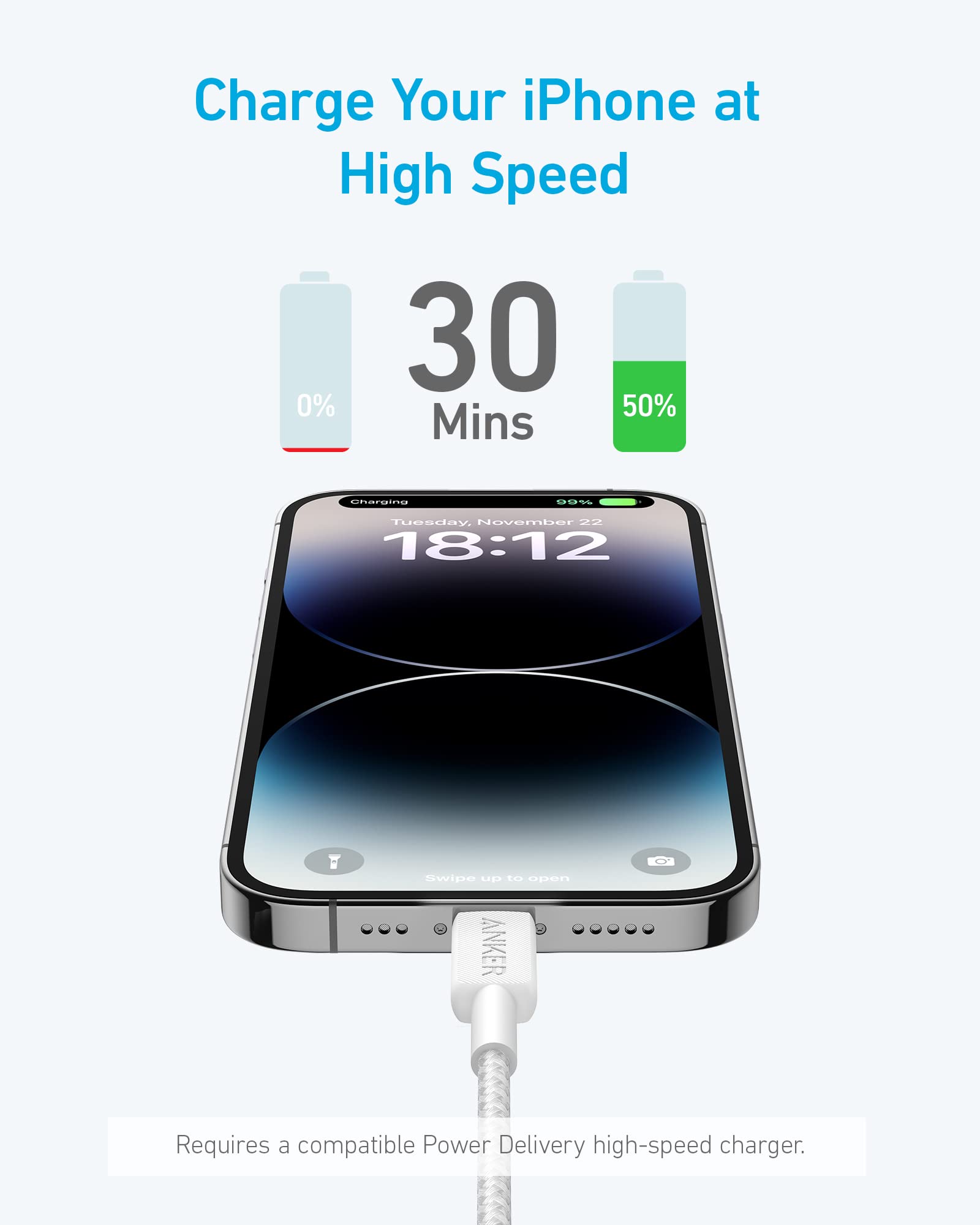 Anker USB C to Lightning Cable, 322 USB-C to Lightning Braided Cable(3ft, Black), MFi Certified, Fast Charging Cable for iPhone 14 Plus 14 14 Pro Max 13 13 Pro iPhone 12 (Charger Not Included)