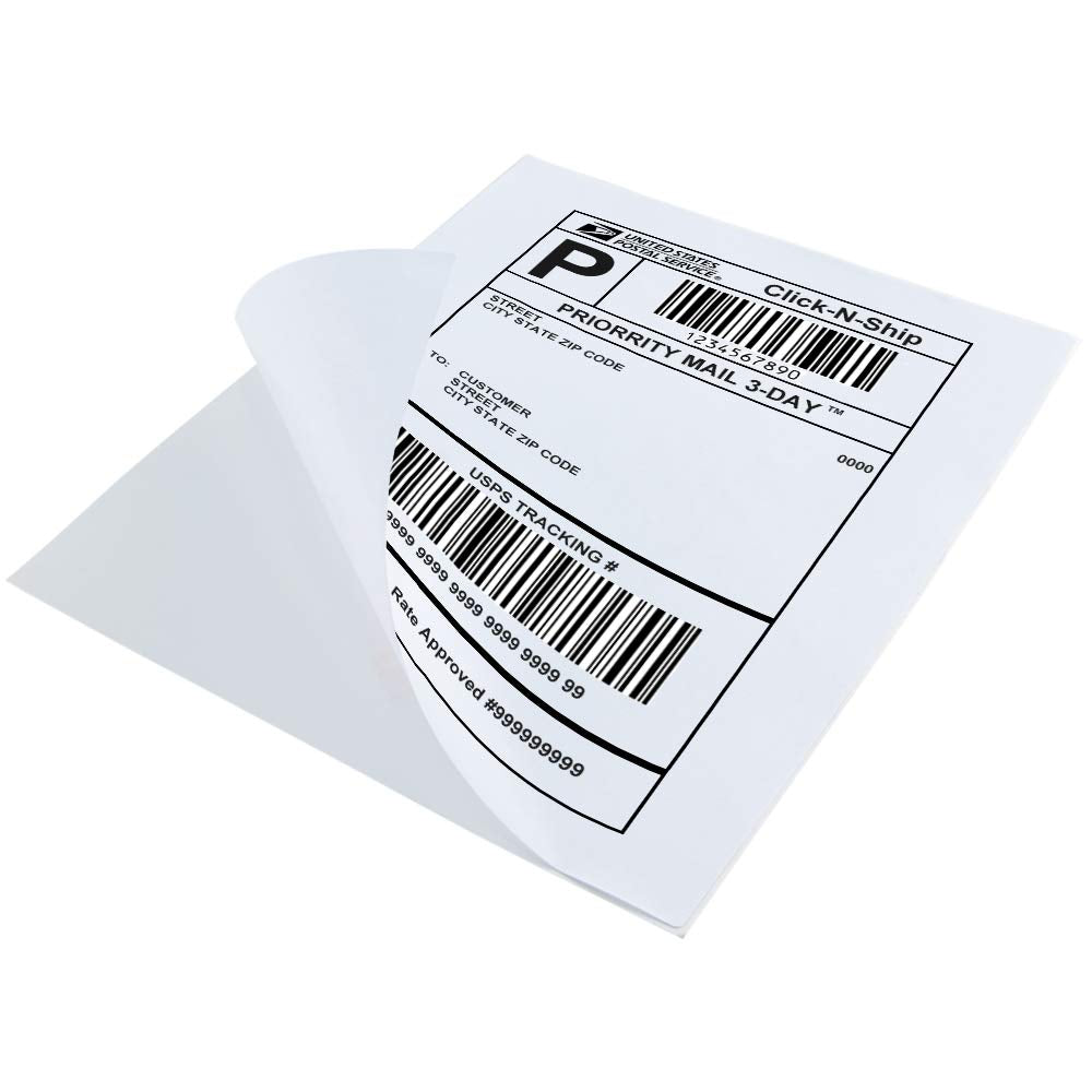 L LIKED 100 Sheets Full Page Label Papers, 8.5 x 11 in Printable White Sticker Paper for Inkjet & Laser Printer - Matte