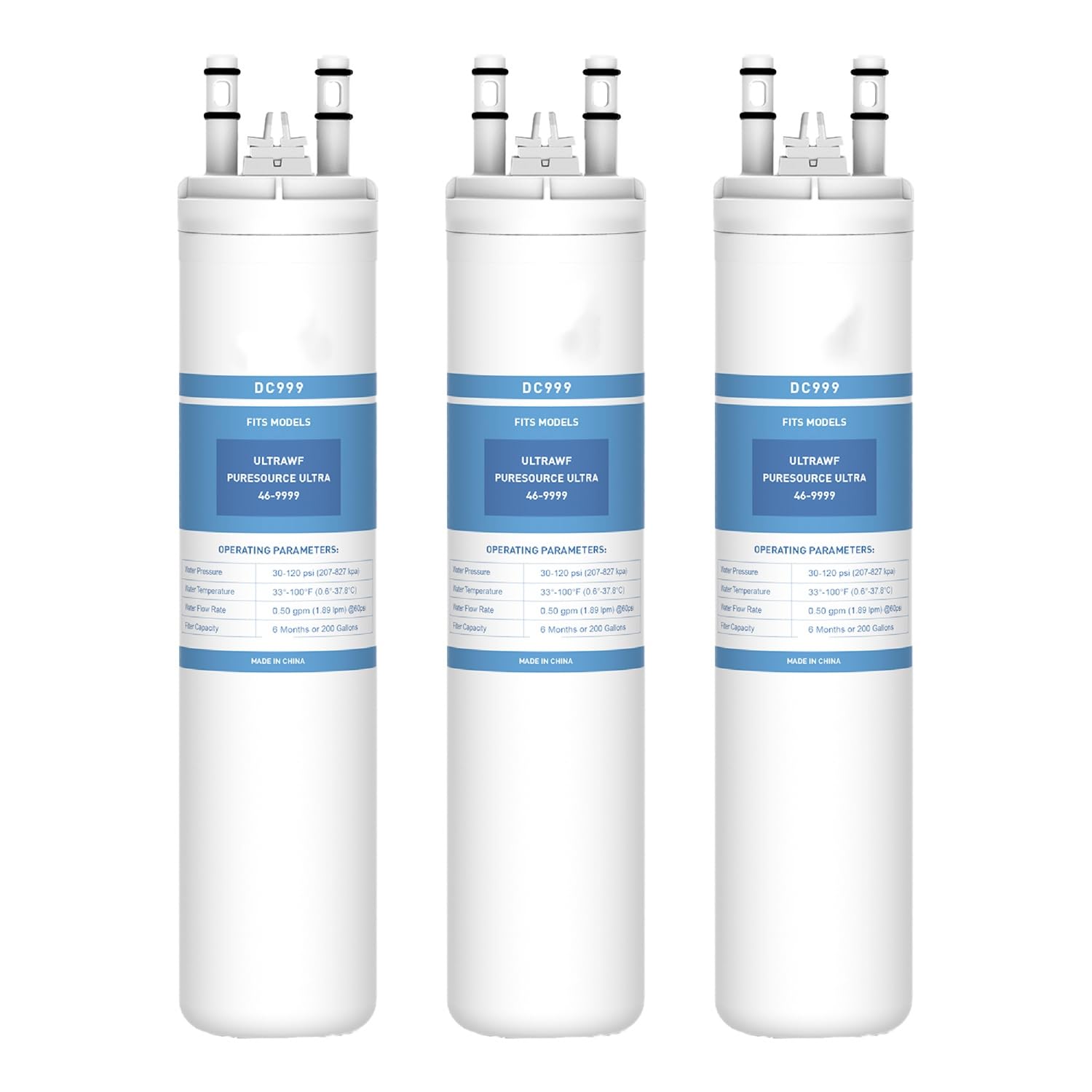 Compatible with ULTRAWF, Puresource Ultra, Kenmore 9999, 469999, A0094E28261, 242017801, 242017800, Refrigerator Water Filter, Height 11 inches, 3 Pack